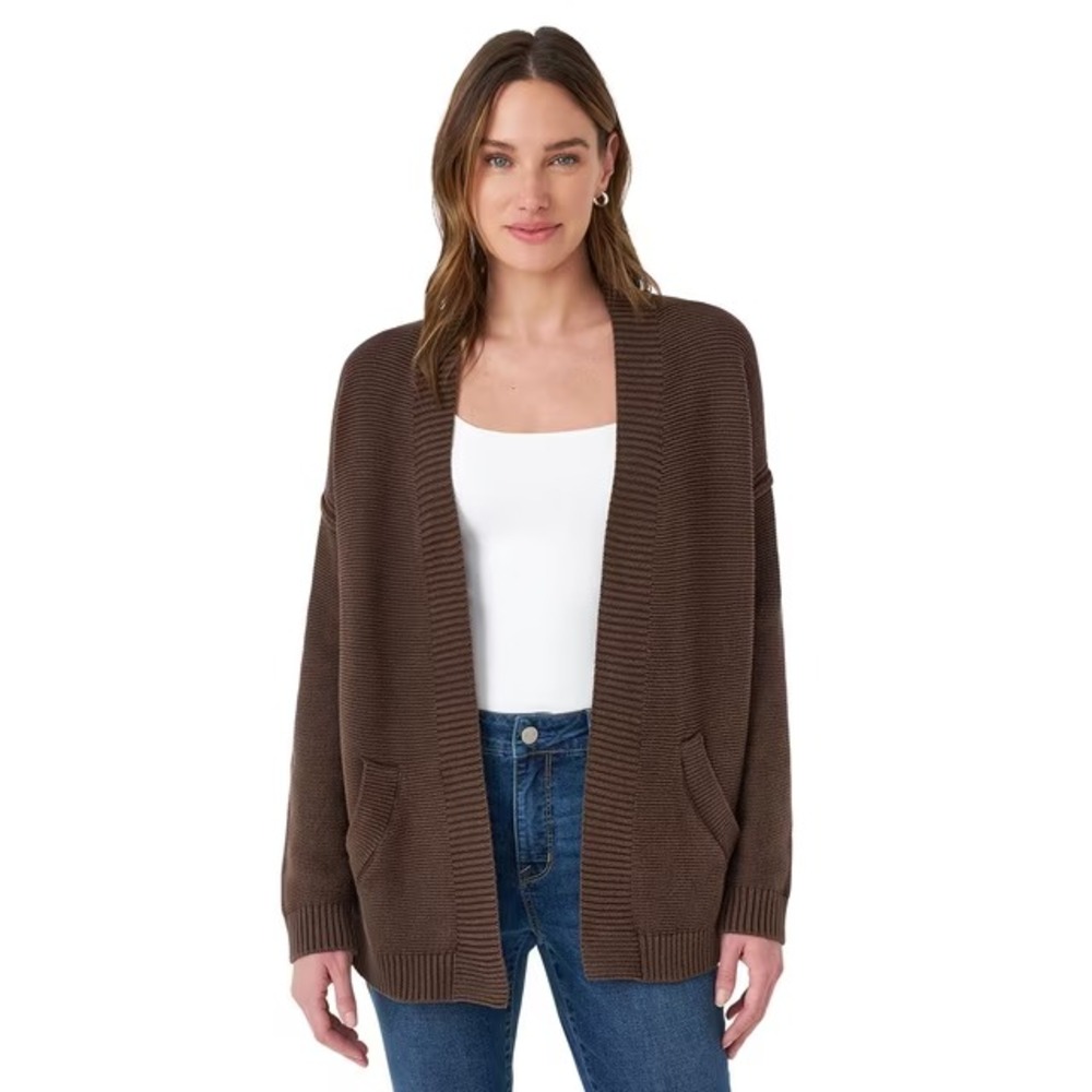 NWT Seven7 Women's Open Knit Cardigan Size L Brown